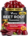 Beet Root Gummies – Beet Gummies – Røde Beets Kosttilskudd med Beetroot, Grapefrø, Coq10, Vitamin C & B12 – 60 Beet Chews
