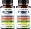 healblend 10 i 1 Immun støtte Supplement Booster med eldrebær, sink, Echinacea, Turmeric, Lactobacillus Acidophilus, for voksne (2 Pack)
