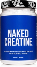 NAKED ren mikronisert kreatinmonohydratpulver - uflavorert, 500g, 1,1lb bulk - Vegan, ikke-GMO, Glutenfri, Soya-fri, Ingen fyllstoffer, støtter muskelvekst og styrke - 100 Services