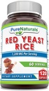 Pure Naturals Red Yeast Rice 1200 mg per servering, 120 kapsler Supplement | Ikke-GMO | Glutenfri | laget i USA