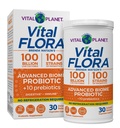Vital Planet - Vital Flora Advanced Probiotic 100 milliarder CFU, 100 Diverse Strains, 10 organiske prebiotika, immunstøtte, Digestive Helse Shelf Stabile Probiotika for kvinner og menn 30 Kapsler