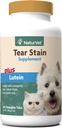 NaturVet - Tear Stain Plus Lutein - Eliminerer usetly Tear Stains - Forbedret med Cranberry Extract, Kalsium Ascorbate & Oregon Grape Root - for hunder og katter - 60 tabletter