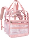 Clear Heavy Duty PVC gjennomsiktig backpack, store praktiske multi-pockets for arbeid, reise (Pink)