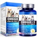 Omega-3 fiskeolje for hunder, Omega 3 fiskeolje med EPA & DHA støtter hunder sesongmessige allergier lindring, øker immunfunksjon, kløende hud relief og fremme coat helse, kjæledyr kosttilskudd - 120 myke geler
