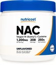 Nutricost N-Acetyl L-Cysteine (NAC) pulver 250 gram - Vegansk NAC, ikke-GMO, Glutenfri