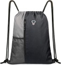 BeeGreem Grå Sport Bag Drawstring Ryggsekk String Bag For Menn Kvinner Gym Ryggsekk Med Vannflaske Mesh lommer og To Zipper Pockets 16" x 20"