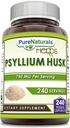 Pure Naturals Psyllium Husk Supplement |  750  750 Mg Per Serving | 240 Veggie Kapsler | Ikke-GMO | Glutenfri | Laget i USA