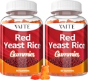 VAITE Rød Yeast Rice med Coq10 Gummies - 1200 mg RYR Synergy Organic Supplement med Coenzyme Q10 Monacolin K, Non-GMO & Citrin Free Herbal Vegetarisk Gummy Chews 60 Count (2 Pack)