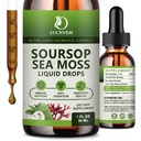 (2 Pakke) Organisk Soursop Graviola med hav Moss flytende dråper, Soursop Bitters Flytende i Multivitamin For Naturlig Antioksidant, Immun Boost, Cell Support & Regenerasjon, Pineapple Flavor