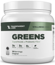 Transparente Labs Prebiotic Greens - Superfood pulver og antioksidanter Supplement med organisk Spirulina, Chloerra, Acacia, & Grønn Banan pulver - 30 Serverer, Uslavored