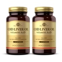 Solgar Cod Liver Oil - 250 Softgels, Pakke med 2 - gir vitaminer A & D - Ikke-GMO, Glutenfri - 500 Total Services