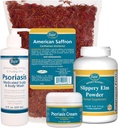 Psoriasis Care Kit - Inkluderer amerikansk safran te, slipperi Elm Bark pulver, Psoriasis Scalp og Body Wash, og Psoriasis Cream. 4 Varer Anbefalt i boken Healing Psoriasis av Dr. John Pagano