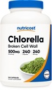 Nutricost Klorella Capsules 500mg, 240 Vegetariske kapsler - Ikke-GMO og Glutenfri