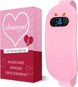 Bærbar oppvarmingspade for periodekramper: Trådløs menstruell oppvarmingspade med 6 varmenivå og 6 massemoduser, 3s rask oppvarmingsgave for kvinner og jente(Pink)