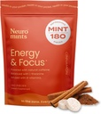 NeuroGum Energi Koffeinmynter (180 stykker) - Sukker Gratis med L-theanin + Naturlig Koffein + Vitamin B12 & B6 - Nootropisk energi og fokus Supplement for kvinner og menn - Keto & Vegan, kanel Flavor