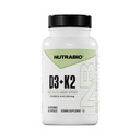 NutraBio vitamin D3 K2 5000 IU D3 som kolekalciferol med vitamin K2 som MENA-Q MK7 (180mcg) | Støtte Bein og hjerte helse | Ikke-GMO, Glutenfri, Laktosefri | 60 Grønnsaker Kapsler