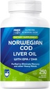 Rite Aid Cod Liver Oil Softgels 250 greve, med EPA og DHA, støtter hjerte, hjerne og visjon helse