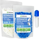 XPRS Nutra Størrelse 1 Gelatin Separerte kapsler - 100 Tel tom piller separat i poser - tomme piller for DIY Supplement Fylling (blå/hvitt)