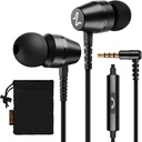 LUDOS OMNITONE Wired ørepropper i øret hodetelefoner, 5 år garanti, øretelefoner med mikrofon, 3,5 mm Jack Corded Ear Buds, Videokonferanse for iPhone, Samsung, Datamaskin, Laptop, Kids, Skolestudenter