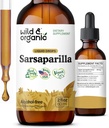 Wild & Organic Sarsaparilla Root Drops - Detox Cleanse Drops - Sarsaparilla pulver Basert Tinktur - Vegan, Sukker & alkoholfri flytende Supplement - 2 fl oz