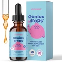 JoySpring Genius Drops for barn | klinisk bevist fokus Supplement | flytende herbal fokus Supplement med Ginkgo Biloba for barn (1 fl oz) 30 serveringer