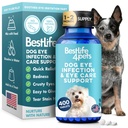 Hundeøyeinfeksjon & Eye Care Support Supplements, Naturlig lindring fra konjunktivitt, hevelse, Tear Stains, Tørre øyne og utløsning, lett å bruke, Ingen mer kamp med kanindråper, 400 små piller