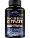 Magnesium Citrate Capsules 1000 mg høy absorpsjon Supplement - søvn, muskel og hjerte støtte - Vegan ikke-GMO - laget i USA - Som pulver | piller - 120 kapsler, 2 måneders forsyning