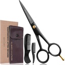 Beauty & Crafts- 5'' Tysk Beard Mustache Scissors - 2 Mustache Comb for ansiktshår med vakker pouch - Beard Trimming Scissors Bruk for Grooming, Cutting og Styling av Mustache (svart)