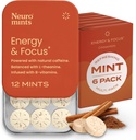 NeuroGum Energi Koffein mynter (72 stykker) - Sukker Gratis med L-theanin + naturlig koffein + vitamin B12 & B6 - Nootropisk energi og fokus Supplement for kvinner og menn
