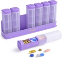 Ukelig Pill Organizer 3X om dagen, Avtagbar Pill Box 7 Dag, Stor 3 ganger daglig Pill Case, Reise Pill Container Holder, Uke Medisin Dispenser Pillbox for vitamin Supplement medisin, lilla