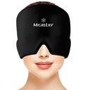 Migrelief Migraine Relief Cap - Ice Cap for Migraines og hodepine med 360 graders hode- og øyedeksel - Kald terapi hodepine Hat og Migraine Mask for naturlig smertelindring - En størrelse, svart