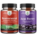 Bundle av Resveratrol kapsler med AMPK Metabolic aktivator for metabolisme Økt og cellulær effektivitet og Acai Berry Antioksidant støtte for kvinner og menn for immunsystem og kognitiv helse
