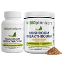 BiOptimizere Magnesium Breakthrough 4.0, (60 kapsler) & Mushroom Breakthrough pulver (Salted Caramel, 15 Serveringer) - Naturlig søvn og hjerne Superfood & Supplement Bundle