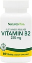 NaturesPlus vitamin B2 (Riboflavin) - 250 mg, 60 vegetariske tabletter, frigjøring - naturlig energi og metabolisme Booster, fremmer generell helse - Glutenfri - 60 Services