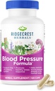 RidgeCrest Herbals Blodtrykk Herbal formel, 12 urter, Poria Mushroom, Gastrodia, Gardenia, for hjerte, vaskulær, sirkulasjon helse (120 count)