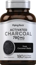 Piping Rock Aktivert Charcoal piller | 780 mg | 180 kapsler | fra Coconut Shells | Ikke-GMO, Glutenfri Supplement