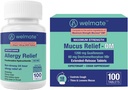 WELMATE Complete Allergi & Congestion Relief Bundle: Fexofenadin HCl 180mg Ikke-Drowsy Antihistamin (100 Ct) + Mucus Relief DM 1200mg Guaifenesin & 60mg DXM (100 Ct)