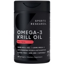 Idrettsforskning krill olje Supplement med EPA & DHA Omega 3, Fosfolipider & Astaxanthin fra Antarktis krill - Høyeste konsentrasjon av krillolje for menn og kvinner - 500mg, 120 Softgel Kapsler