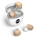 Høreapparater, oppladbare høreapparater for eldre med støy som kansellerer, liten i øret Ingen kvilende høreapparater oppdatering maksimal gevinst 40dB med ovale ladedeksel LED Power Display, Beige