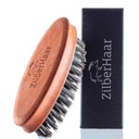 ZilberHaar Pocket Mustache og Skjeggbørste - Stiff Boar Bristles Small Brush - Perfekt Beared Grooming Tool - Bearves skjegg kløe - Kort og middels - laget i Europa