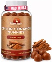 Sukkerfri ceylon kanel Gummies sukkerforskrift, nevrobeskyttende-tilskudd med kromium og kanel bark-alternativ til kanelkapsler - 90 Chews