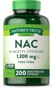 Naturens sannhet NAC N-Acetyl Cysteine | 1200 mg | 200 kapsler | Gratis skjema Aminosyre | Ikke-GMO & Glutenfri Supplement