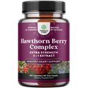 Høy styrke Hawthorn Berry Capsules - ren antioksidant Hawthorn Berry Supplement med blad og blomst ekstrakt 4:1 for sunn hjerte og digestion - energi støtte for menn og kvinner - 120 Count Pack