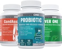 Balanse ONE 3-i-1 Bundle Ō Probiotic, CandAssist, Liver One | 15 billion CFU Probiotic | Naturlig rensing med kaprylsyre | Liver støtte med melk Thistle
