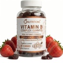 O NUTRITION Vitamin B Kompleks Vegansk Gummies med vitamin B12, B7 som Biotin, B6, B3 som Niacin, B5, B6, B8, B9 som Folat for stress, energi og sunn immunsystem (1 pakke)