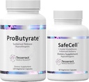 Tesseract ProButyrate Gut Helse og SafeCell S-Acetyl Glutathion Neuro Støtte Bundle - 600 mg + 300 mg, 120 + 60 kapsler, Antioksidant og Gut Microbiom Balance