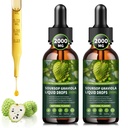 (2 pakke) Soursop Graviola flytende dråper 2000mg, 98% Absorpsjon for cellestøtte og regenerasjon, immunforsterkning, lever, herbal Goodness, Soursop bitere flytende-sugar / glutenfri, naturlig flavor, 4 fl Oz