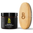The Beard Club Original Beard Cream & Boar Bristle Beard børste for menn - Moisturizing og Hydrating for sunnere ansiktshår og hud - Birchwood Beard Brush for styling og taming