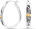 LeCalla 925 Sterling Silver Bali-Style Hoop øredobber lett vekt Klikk-Top Antikken To-To Beaded Italiensk Bali Style øredobber Hoops for kvinner