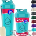 2 Pakning, 28 oz & 20 oz Shaker Flasker med kraftige Wire Whisks for Proteinmikser | Leakproof Blender Shaker Flaske Pack | BPA-fri og oppvaskmaskin Safe | Shaker Flaske | Shaker Cups for risting